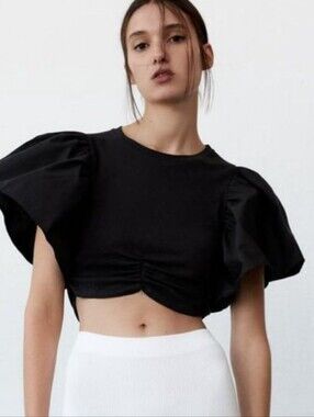 Zara puff sleeve cropped top